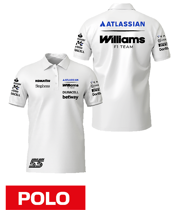Camiseta Polo Williams 2026 - Carlos Sainz - Branco