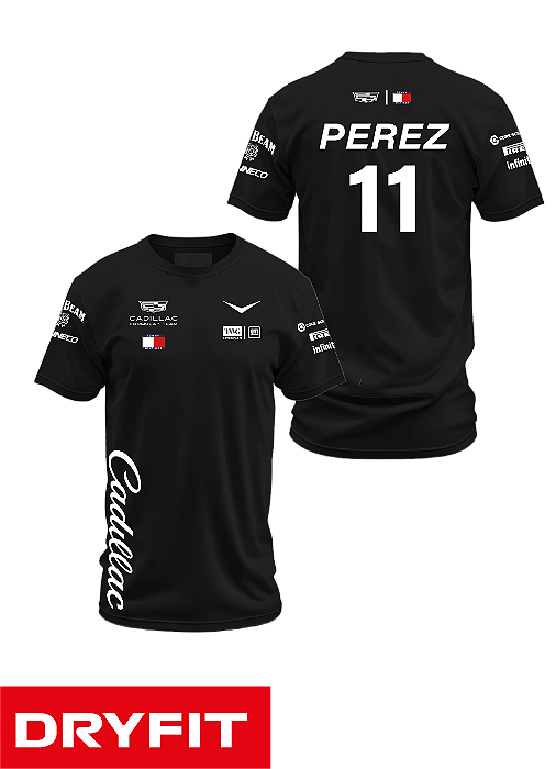Camiseta Dryfit Cadillac 2026 - Sergio Perez - Preto