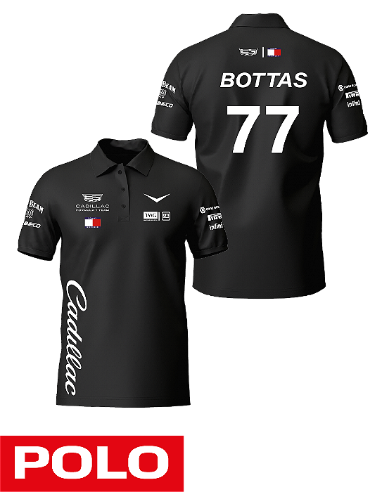 Camiseta Polo Cadillac 2026 - Valteri Bottas - Preto