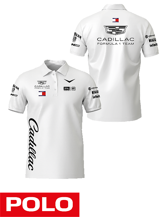 Camiseta Polo Cadillac 2026 - Team - Branco