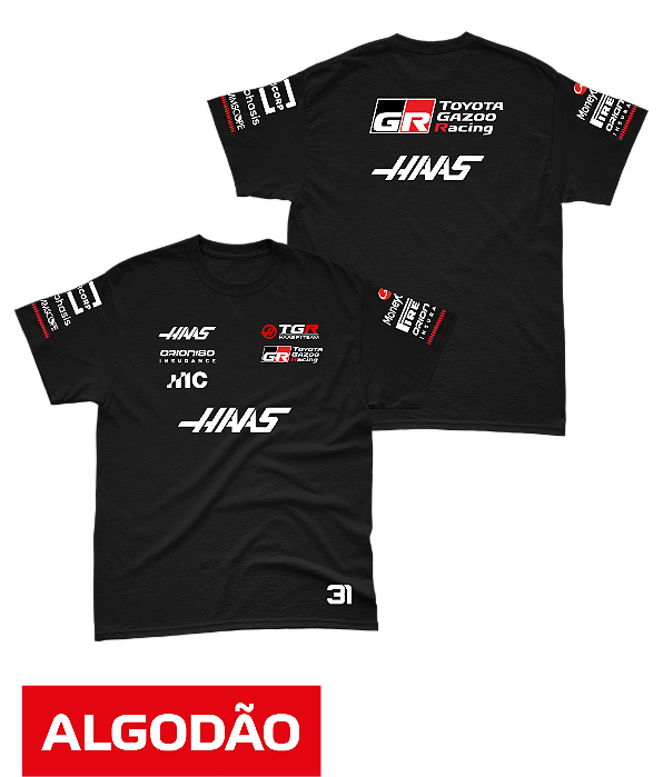 Camiseta Algodão Haas F1 Team 2026 - Esteban Ocon - Preto