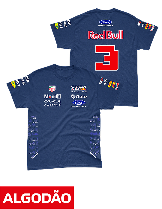 Camiseta Algodão Red Bull Ford 2026 - Max Verstappen - Azul Marinho