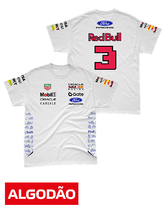Camiseta Algodão Red Bull Ford 2026 - Max Verstappen - Branco
