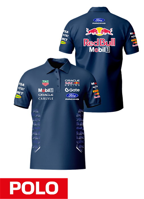 Camiseta Polo Red Bull Ford 2026 - Team - Azul Marinho