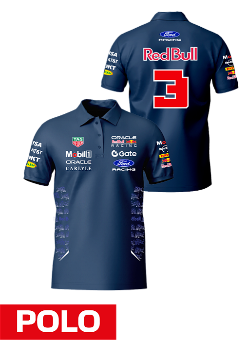 Camiseta Polo Red Bull Ford 2026 - Max Verstappen - Azul Marinho