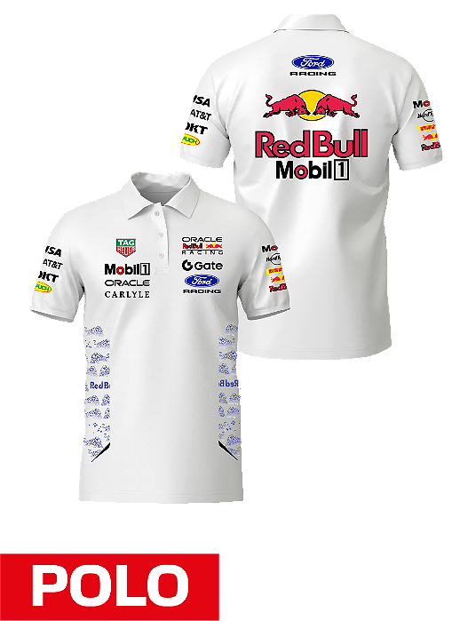 Camiseta Polo Red Bull Ford 2026 - Team - Branco