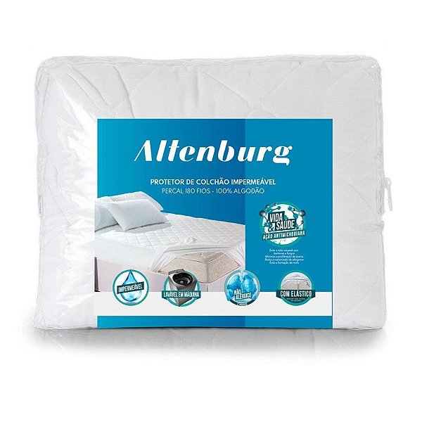 Protetor de Colchão Altenburg Impermeável 100% Algodão Percal 180 Fios – Branco