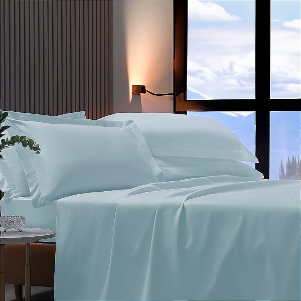 Jogo de Cama Queen 4 Peças Liso Nobless Percal 300 Fios 100% Algodão Toque Acetinado Appel