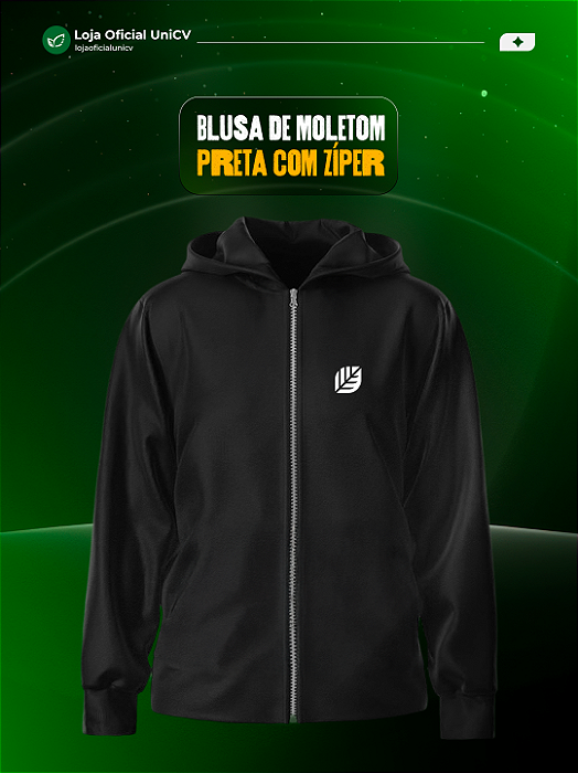 Blusa de moletom preta com zíper