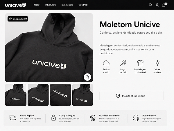 Blusa de moletom Canguru Preto