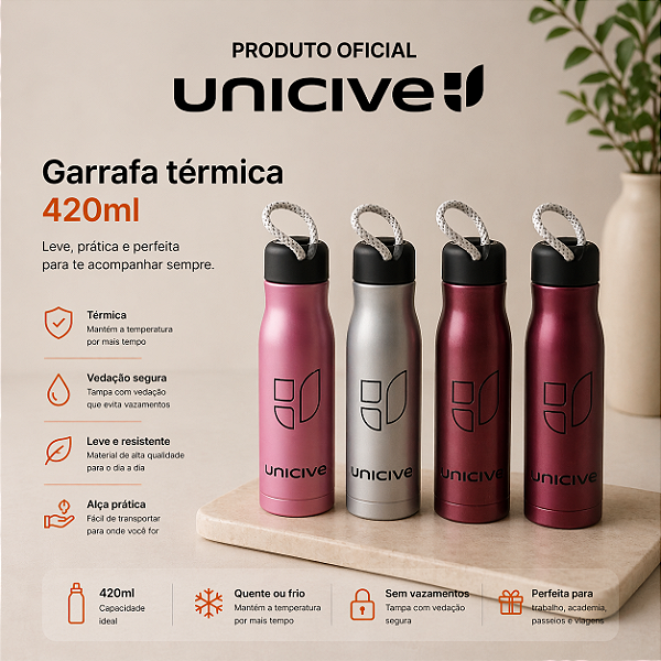 Garrafa térmica 500ml - com alça de corda