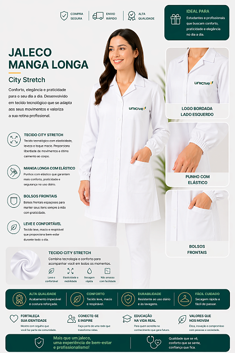 Jaleco Branco manga longa