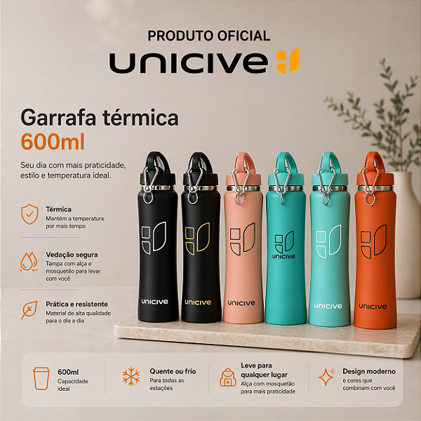 Garrafa térmica com canudo 600ml