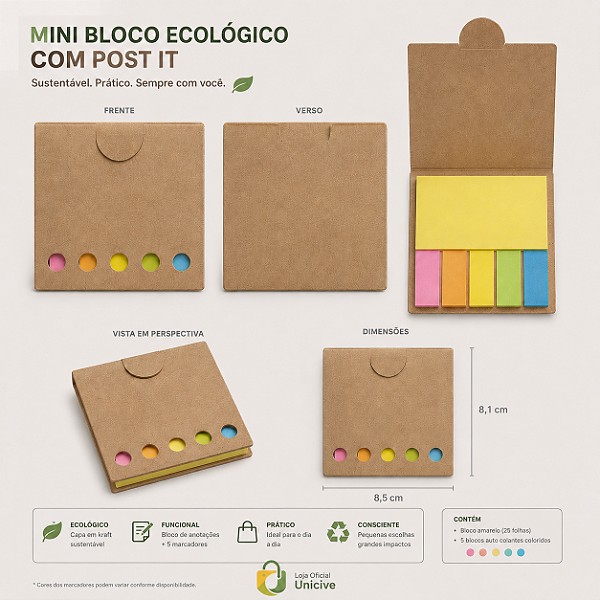 Mini Bloco ecológico com post it
