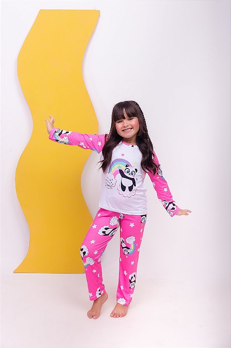 Pijama Panda Arco Íris - Longo