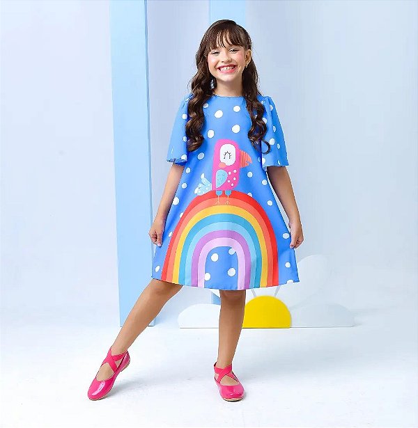 Vestido Ceci Azul Papagaio
