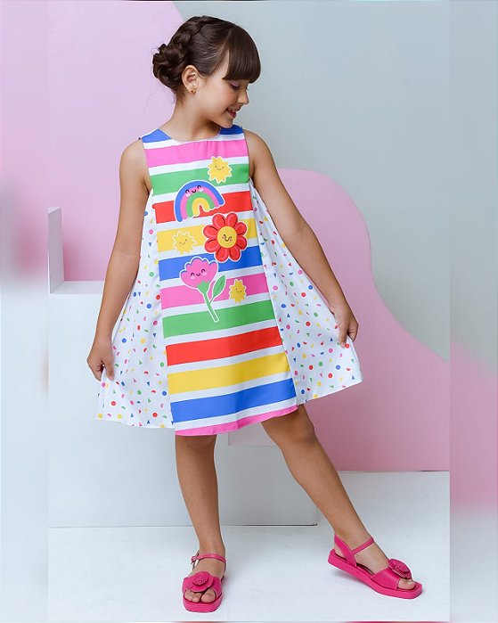 Vestido  Larissa Vermelho Arco Iris