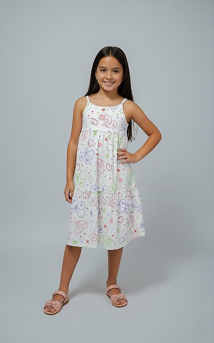 Vestido Off White Borboletas