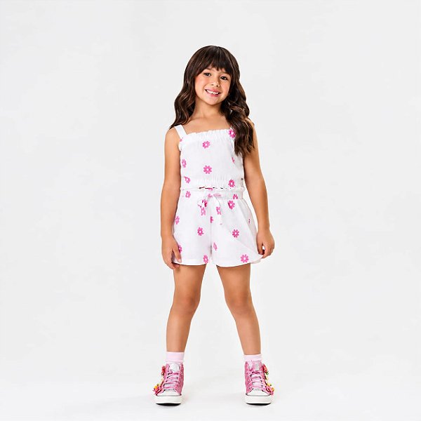 Conjunto Infantil Bordado Flor Cinti