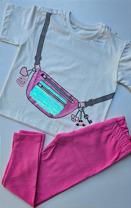 Conjunto Infantil Feminino Glitter Bag Rosa