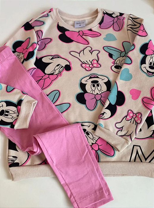 Conjunto Infantil Calça Legging Molecotton + Blusa Moletom Minnie