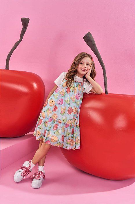 Vestido Duplo Frutinhas Tropicais
