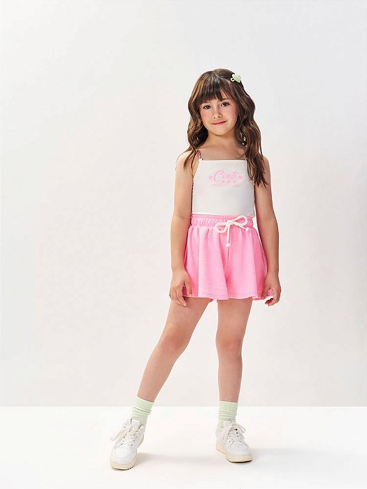 Conjunto Cinti Regata e Short Saia Rosa Cute Girl
