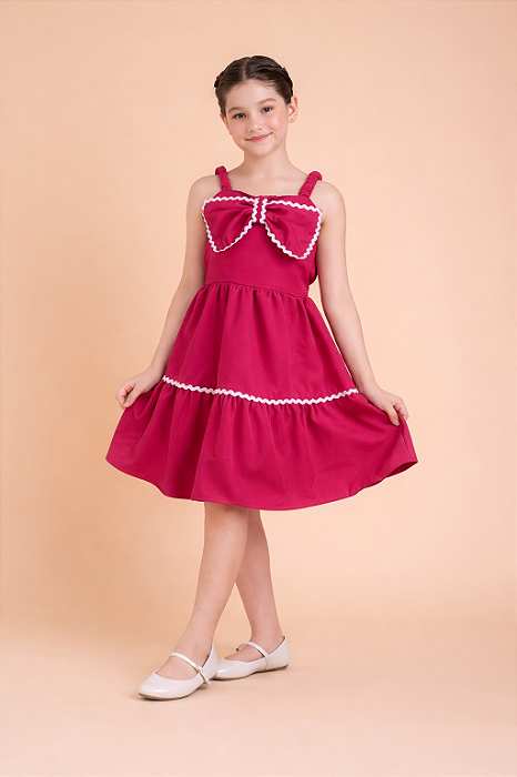 Vestido Bela Fúcsia Alfaiataria com Cianinha