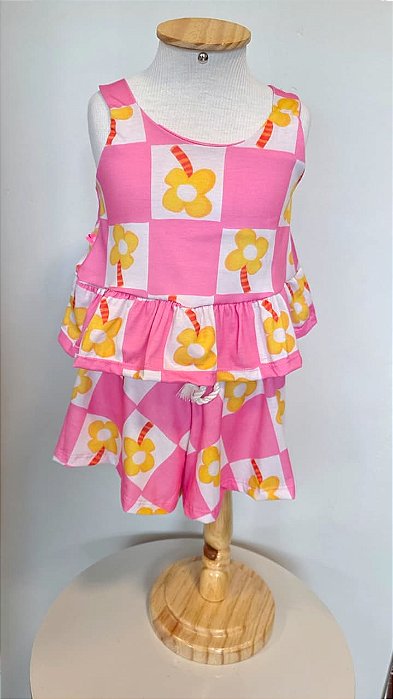 Conjunto Infantil Confy Florzinha Rosa