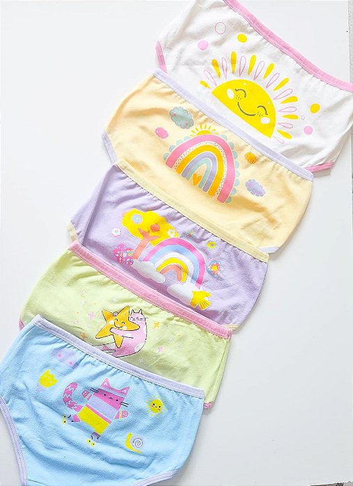 Kit 5 Calcinhas Lúdicas Menina