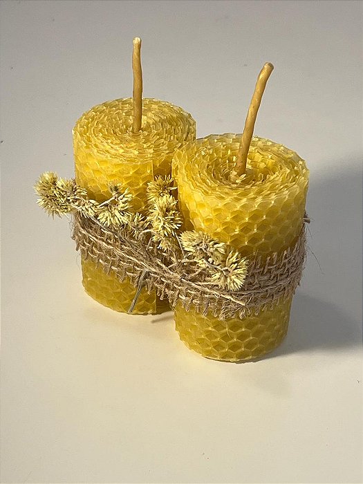 Velas de Cera de Abelha 100% Natural (2un) - Alecrim do Campo