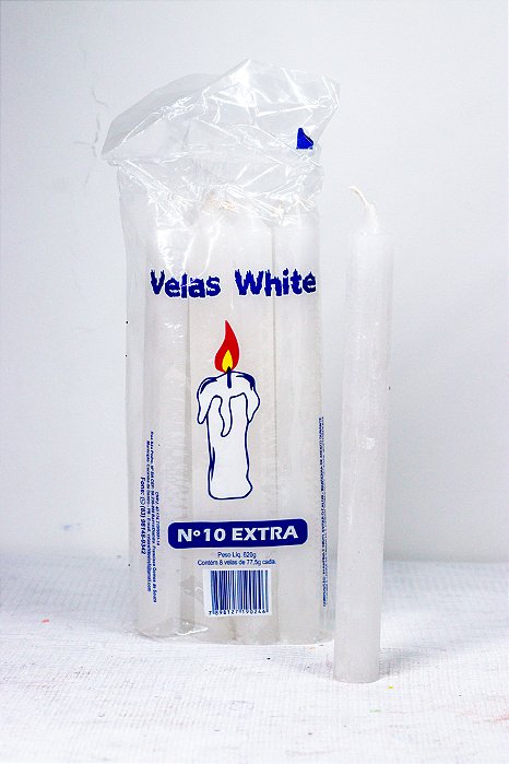Vela N10 Extra Branca, pacote com 8 unidades - 620g