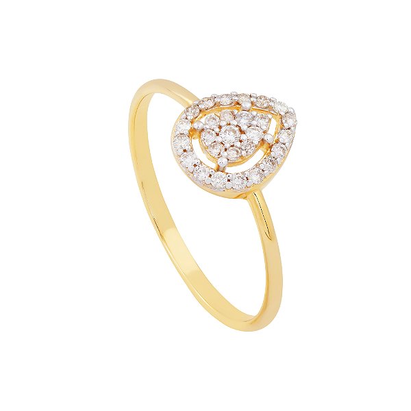 Anel Nina Gota Ouro 18k com Diamantes