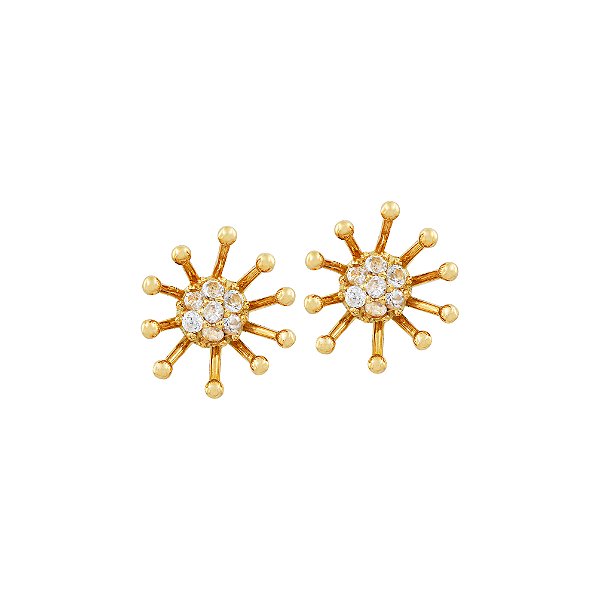 Brinco Sakura Ouro 18k Topazio Incolor