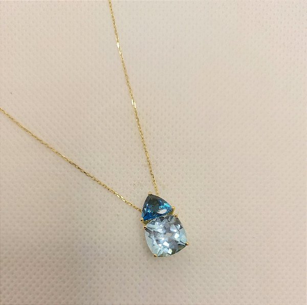 Colar Ouro 18k Pacific Topazio Azul