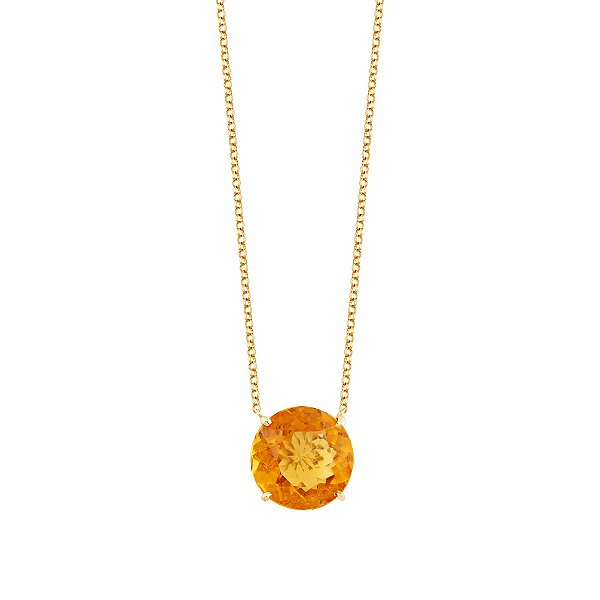 Colar Ouro 18k Citrino Redondo
