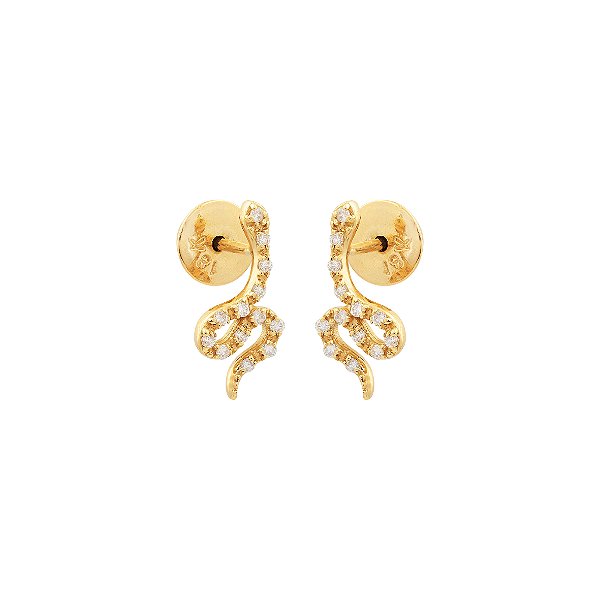 Brinco Serpente Ouro 18k Diamante