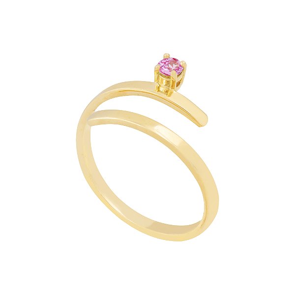 Anel Espiral Safira Rosa