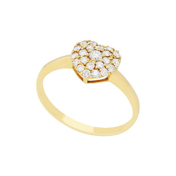 Anel Claire Pave Coracao Ouro 18k Diamante