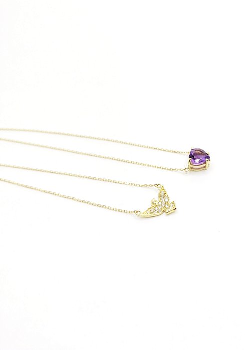 Escapulario Espirito Santo Ouro 18k Ametista e Diamante