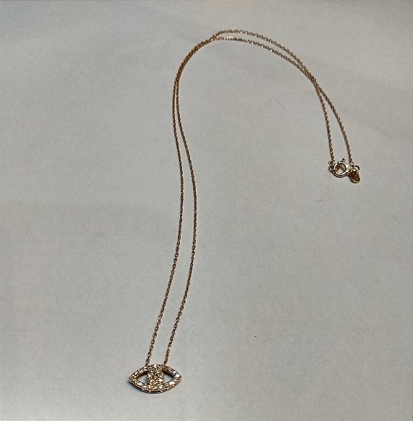 Colar Olho Ouro 18k com Diamante
