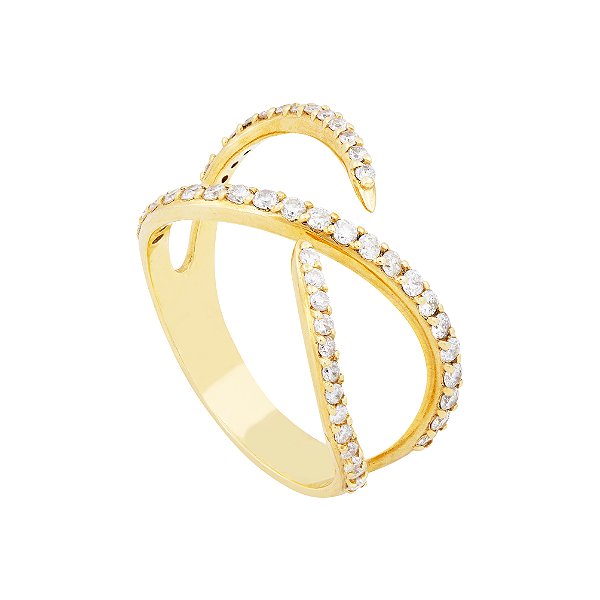 Anel Ouro Amarelo 18k Infinito com Diamante