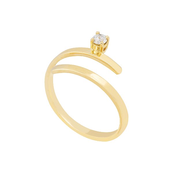Anel Espiral Ouro 18k com Diamante