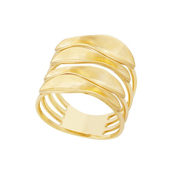 Anel Folhas Ouro 18k