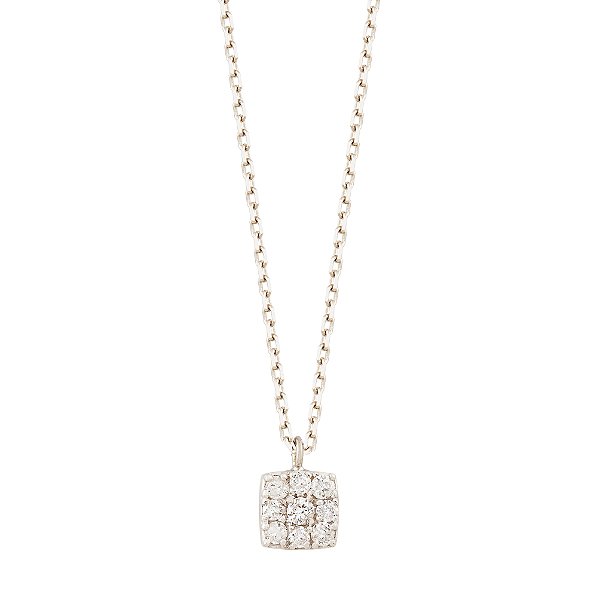Colar Pave Quadrado Mini Ouro 18k com Diamante