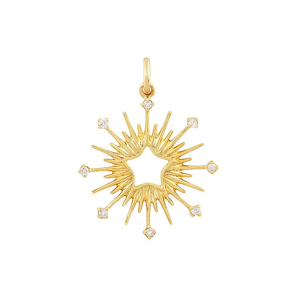 Pingente Estrela Ouro 18k com Diamantes
