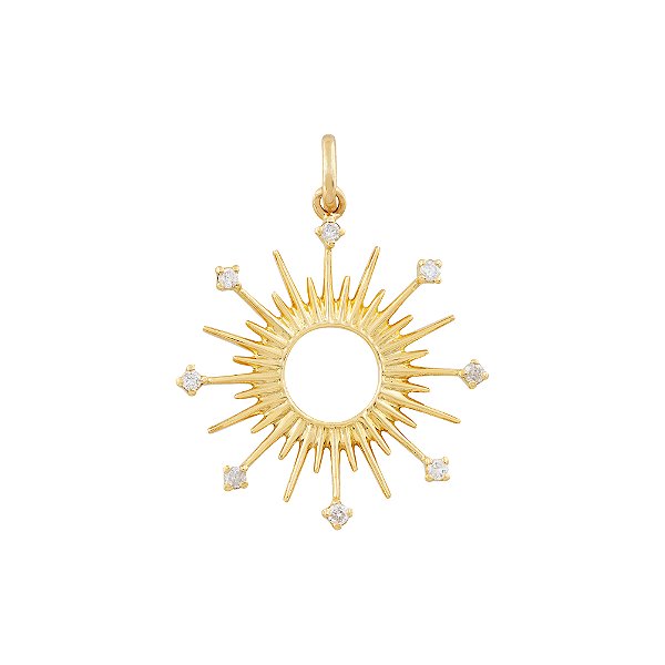 Pingente Sol Ouro 18k com Diamante