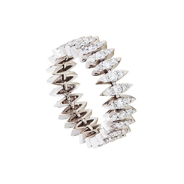 Alianca Maleavel Navete Ouro 18k com Diamante