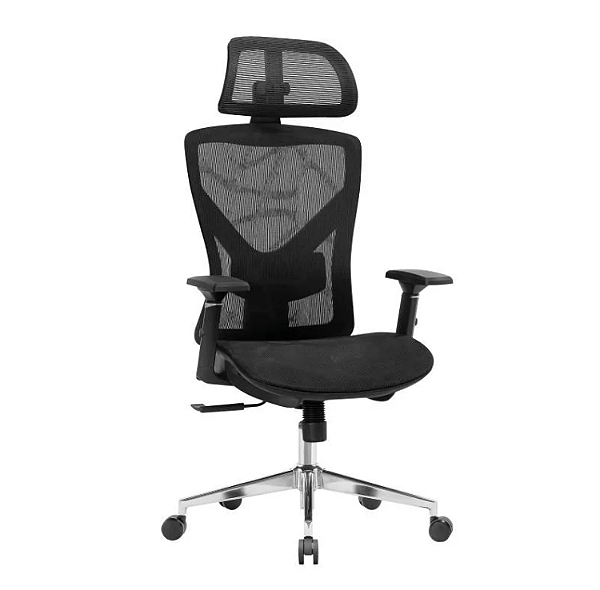 Cadeira Giratória Presidente em Tela com Encosto de Cabeça - 11000 - Casa das Cadeiras Anápolis