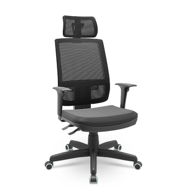 Cadeira Presidente em Tela Brizza Back System NR-17 Com Encosto de Cabeça - 10698 - Casa das Cadeiras Anápolis